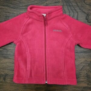 Columbia 6-12 Months Girls Pink‎ Full Zip Stand Collar Fleece Jacket